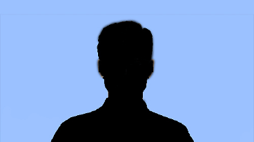 silhouette of person head and shoulders centered horizontally with head in the top two thirds of the frame