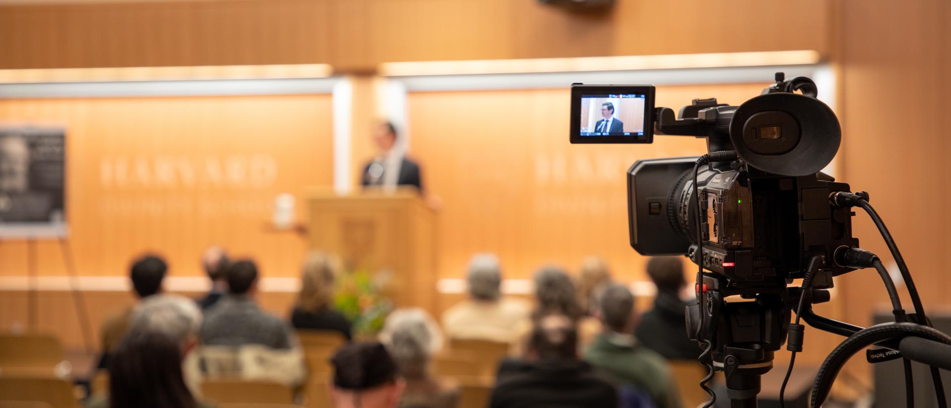 Taping of a lecture in the James Room